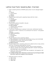 Contoh pertanyaan tentang public speaking. Latihan Soal Public Speaking