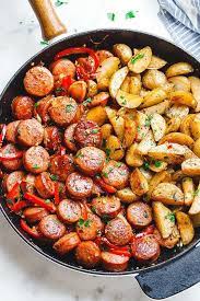 20 Minute Smoked Sausage And Potato Skillet Smoked Sausage Recipes Easy Sausage Recipes Smoke Sausage And Potatoes