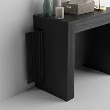 Une table en chêne massif avec rallonge intégrée : Table Console Extensible Avec Rallonges Integrees Easy Frene Noir Mobili Fiver