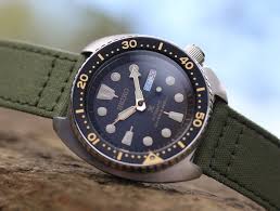 Seiko Mens Prospex Diver On Green Canvas Strap Leather Watch Accessories Watch Strap Watch Bands