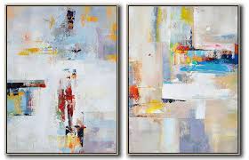 Check spelling or type a new query. Large Abstract Art Set Of 2 Contemporary Art On Canvas Living Room Wall Art Yellow Grey Brown White Etc