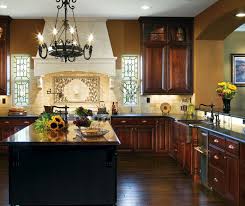 dark cherry cabinets in traditional
