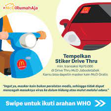 Cara mendapat stiker drive thru mcd. O Xrhsths Mcdonald S Indonesia Sto Twitter Mcd Ers Yuk Dapetin Masker Kain Mcd Untuk Kamu Gunakan Biar Tetap Aman Saat Berkendara Maupun Keluar Rumah Dengan Cara Tempelkan Stiker Drive Thru Di Kendaraanmu