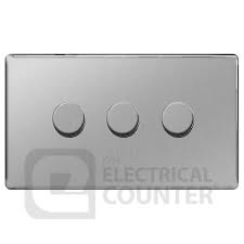 1.toughened glass touch screen design, a fusion of past and present, responsive and simple for every contemporary home. Bg Nexus Screwless Flat Plate Fbs83 Brushed Steel Triple Dimmer Switch