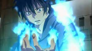 Anime boy with blue hair and eyes. Blue Flames Ao No Exorcist Wiki Fandom