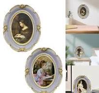 Vintage Barock Ovaler Bilderrahmen Antik Tisch Kunstharz ...