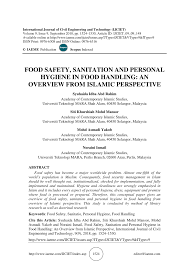 The people should be sensitive to food safety and practise the concept of look, smell and feel before eating to avoid consuming food that has gone bad, she said. Pdf Food Safety Sanitation And Personal Hygiene In Food Handling An Overview From Islamic Perspective
