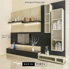 Backdrop Tv Minimalis Penyimpanan Tv Kombinasi Warna Desain