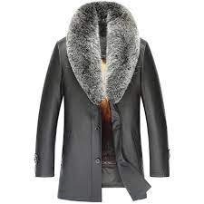 648 8 Men S Golden Mink Fur Lined Lambskin Coat Removable Imported Natural Supple Fox Collar Black Mink Fur Lambskin Coat Mens Fur Coat Mens Shearling Jacket