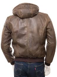 Men S Brown Leather Hooded Bomber Jacket Bickington Brown Leather Jacket Men Leather Jacket With Hood Hooded Bomber Jacket