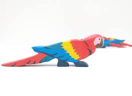 Wooden Toy Ara Parrot Figurine Etsy Wooden Toys Learning Toys For Toddlers Wooden Bird