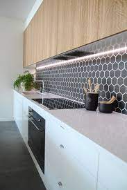 Free shipping on qualified orders. 14 Stunning Splashbacks To Bring Your Kitchen To Life Black Hexagon Tile Kitchen Splashback Kitchen Design Modern Kitchen Design Modern Kitchen