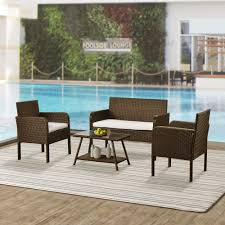 Shopping for outdoor furniture during the spring can unlock big discounts. Rattan Outdoor Patio Set Yofe 4 Piece Outside Patio Furniture Sets Brown Wicker Outdoor Furniture Set W Beige Cushions Tea Table All Weather Patio Conversation Set For Backyard Poolside R6541 Walmart Com