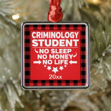 Criminology College Student Red Plaid Xmas Metal Ornament Zazzle Com Biology College Custom Holiday Card Metal Ornament
