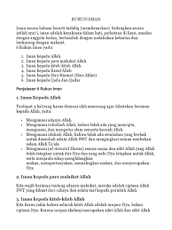 Jika rukun islam ada 5 maka rukun iman ada 6 perkara. Rukun Iman
