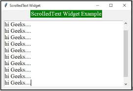 Python Tkinter Scrolledtext Widget Geeksforgeeks