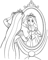Free printable mirror coloring pages. Rapunzel In Front Of Mirror Coloring Page Free Printable Coloring Pages For Kids