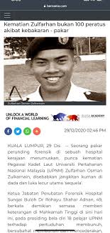 Di laman twitter dan facebook, satu kronologi ringkas berkaitan kes ini telah tersebar. Sir Kamarul On Twitter Update Kes Bunuh Zulfarhan Osman Pakar Forensik Pada Hari Ini Telah Mengesahkan Punca Kematian Pegawai Kadet Laut Upnm Itu Adalah Kerana Jangkitan Kuman Dan Luka Lecur Utama Sequela