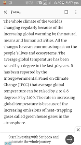 The electric light bulb didn't appear from efforts to develop better candles or telling people to use less light. Short Essay On Pollution And Climate Change India Brainly In