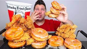 Kfc Donut Chicken Sandwich Mukbang Chicken Sandwich Chicken And Donuts Kfc