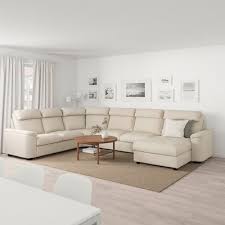 Lidhult Corner Sleeper Sofa 6 Seat With Chaise Gassebol Light Beige Ikea Corner Sofa Bed Corner Sofa Sofa Back Cushions