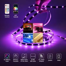 32 8ft Rgb Led Strip Light Kit Smart Wifi App Control Music Light Tape Compatible With Alexa Google Assistant Us Plug In 2020 Rgb Led Strip Lights Strip Lighting Led Strip Lighting