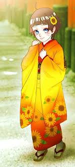 1girl Blue Eyes Blue Hair Blush Facial Mark Japanese Clothes Kimono Naruto Short Hair Smile Solo Uzumaki Himawari Y Anime Naruto Naruto Pictures Naruto Fan Art
