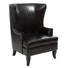 Noble House Canterburry Black Bonded Leather High Back Wing Chair 5350 The Home Depot