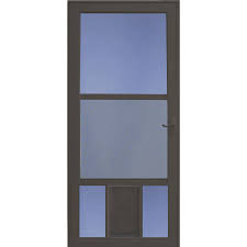 Enjoy a retractable screen door or sliding screen door to complete the set. Larson Pet View 36 In X 81 In Brown Full View Aluminum Storm Door In The Storm Doors Department At Lowes Com