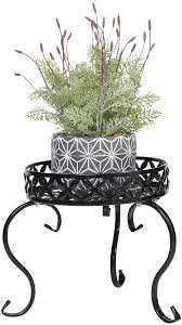 3 H Metal Small Plant Stand Indoor Floor Flower Pot Holder Rack Round Iron Potted Plant Stands Black Garden Outdoors Stands