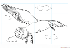 Easy Flying Bird Drawing For Kids How To Draw A Seagull Step By Step Drawing Tutorials Drawings Bird Drawings Flying Bird Drawing