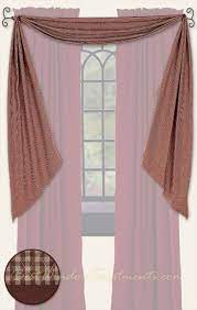 Vortta burlap look swag curtains soft half window rustic natural tan kitchen curtains valance and swags 63 inch length, 2 panels 4.5 out of 5 stars 344 $21.99 $ 21. Brentwood Gingham Plaid Check Red Fishtail Scarf Swag Curtains In Quilted Style Bestwindowtreatments