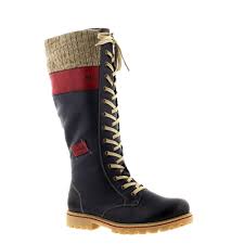 Mtzyoa thigh high block heel boot women pointed toe stretch over the knee boots. Rieker Z1442 14 Navy Red Womens Knee High Boots Rogerson Shoes