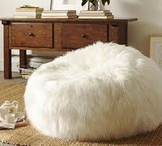 Faux Fur Beanbag Long Shaggy Bean Bag Chair Floor Pouf Contemporary Living Room Chairs