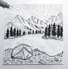 59 Best Ideas Drawing Ink Pen Texture Landscape Drawings Camping Drawing Art