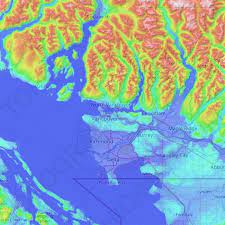 Elevation Map North Vancouver Metro Vancouver Regional District Topographic Map, Elevation, Relief