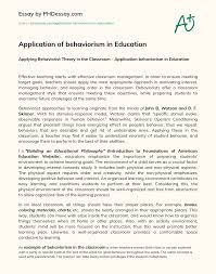 Application Of Behaviorism In Education Phdessay Com