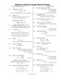 Physics Formula List 1