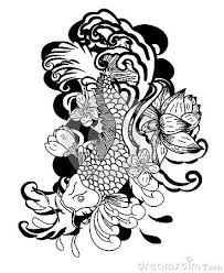 Black And White Koi Fish Tattoo Design Black And White Koi Fish Vector Hand Drawn Japanese Tattoo Design Japanese Carp Line Drawing Coloring Book Vec Doodle Art Designs Doodle Art Doodle Art Flowers