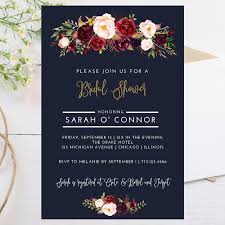 Digital 4x6 Fall Theme Bridal Shower Invitation Dark Navy Blue Maroon Burgundy Watercolo Fall Wedding Invitations Bridal Shower Rustic Bubbly Bridal Shower