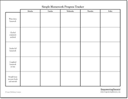 Free Printable Simple Homework Chart Homework Chart