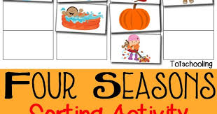 Looking for fall activities you can do in your classroom or at home? Four Seasons Sorting Activity Free Printable Totschooling Toddler Preschool Kindergarten Educational Printables