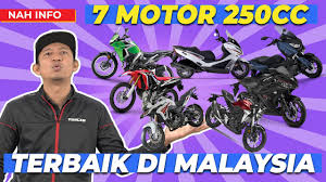 Hai !selamat tahun baru 2021!!harini aku nak cerita sikit tentang semua motor 250cc yang popular dekat malaysia.enjoy video geng !thanks. 7 Motosikal 250cc Paling Berbaloi Content Creator Aka Youtuber