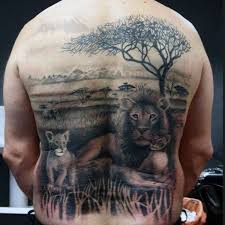 Man With Wonderful Family Of Lion And Cubs Tattoo Full Back Family Tattoos Family Tattoos For Men Tattoos For Guys