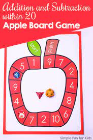 › division board games free printable. Addition And Subtraction Within 20 Apple Board Game Simple Fun For Kids