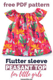 Flutter Sleeve Peasant Top For Little Girls Free Pattern I Can Sew This In 2020 Dress Sewing Patterns Free Girls Sewing Patterns Free Tunic Sewing Pattern Free