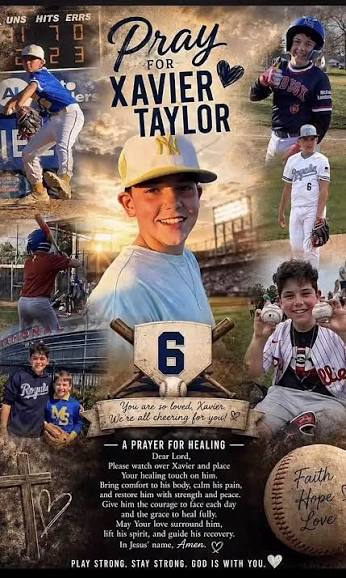 A touching but difficult story about 12-year-old Xavier Taylor, the young  athlete who showed incredible bravery after a serious accident on the  baseball field. His family is sharing updates as he fights
