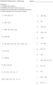 Students will work to identify pairs of equivalent expressions in this fun matching activity. World 5 Expressions And Equations Osky 6th Grade Math