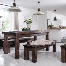 Zinus farmhouse dining kitchen table with bench. Wansbeck Solid Wood Dining Table And Benches Handmade From Sustainable Wood