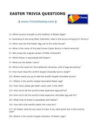 Below are some easy trivia questions for seniors that you can use for your next game night with loved ones. Easter Trivia Questions Trivia Champ